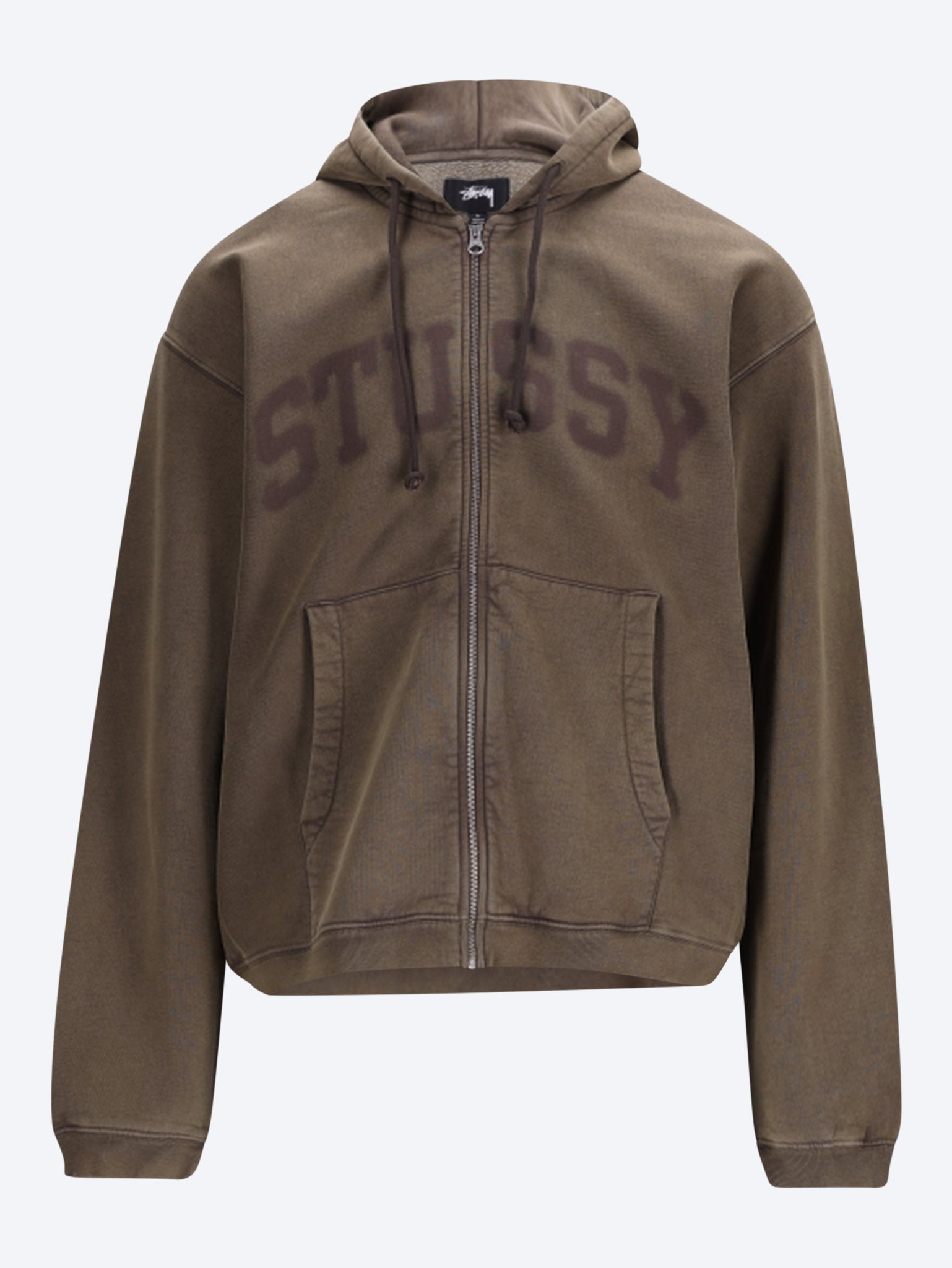 Kapuzenpullover mit Reißverschluss und verblasstem Grafikmuster 1