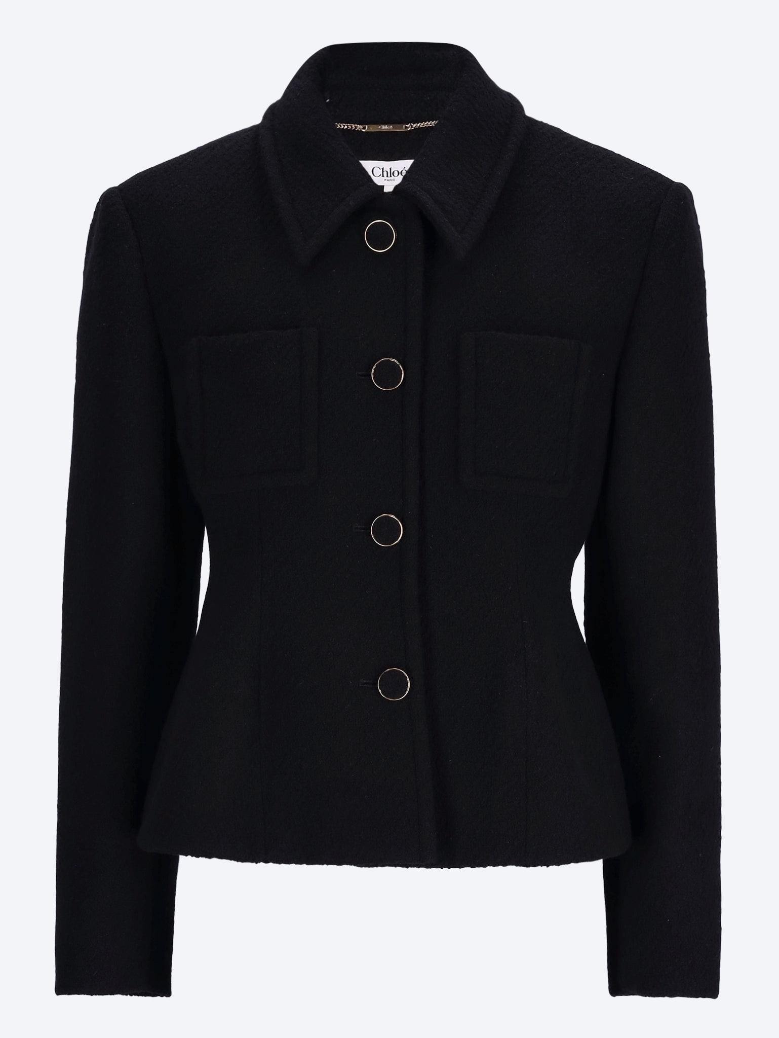 Wool bouclette fitted tailored jacket 1