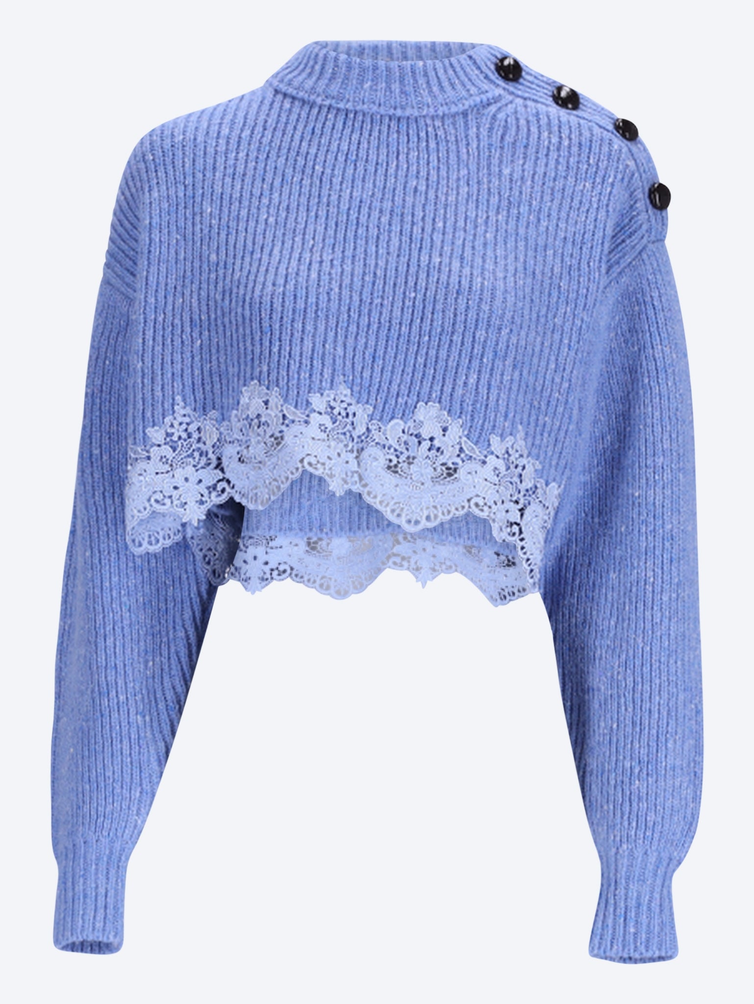 Merino wool knit & lace cropped sweater 1