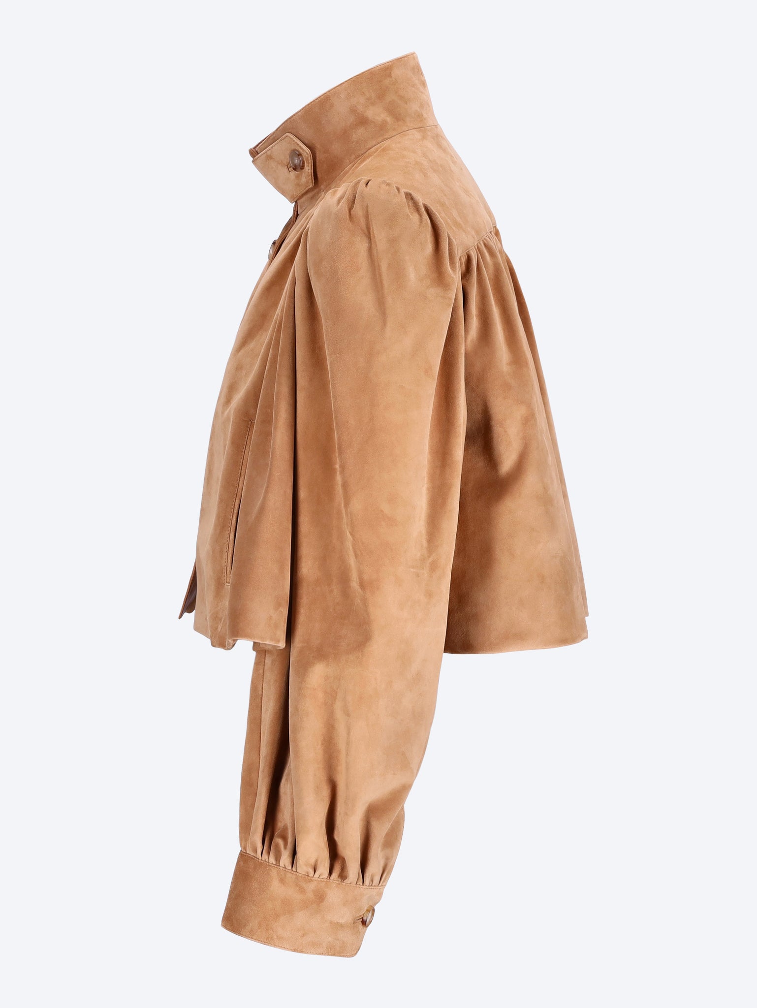 Veste boule froncée en cuir suédé 2