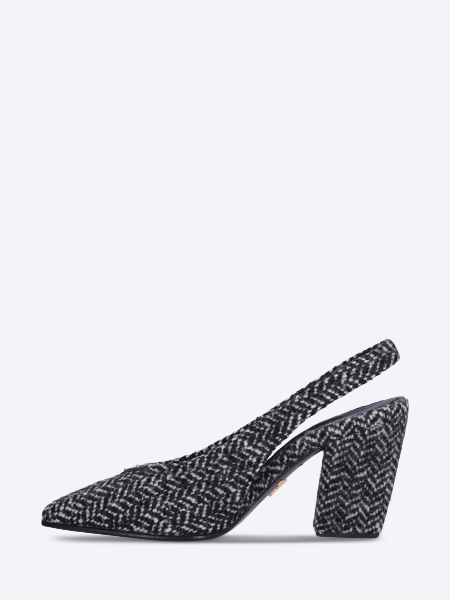 Tweed-Chevron-Pumps mit offenem Absatz 4