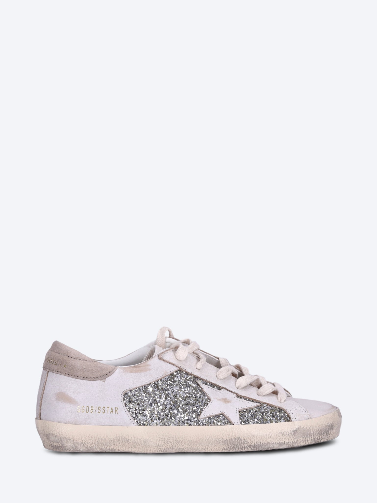 Baskets à talon en daim étoile en cuir et dessus en cuir et paillettes Super Star 1