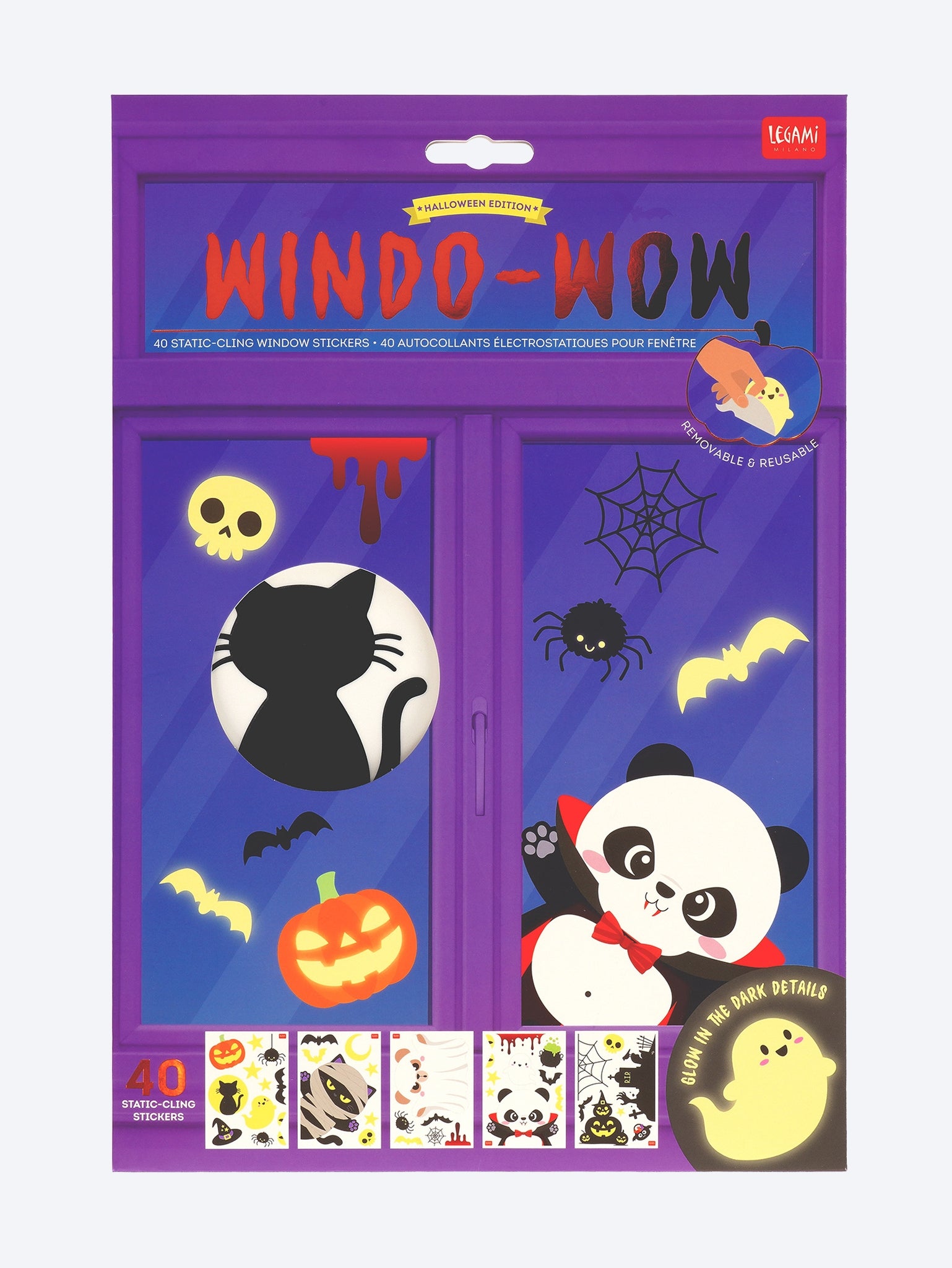 Set mit 40 statisch haftenden Fensteraufklebern – Fenster-Wow – Halloween 1