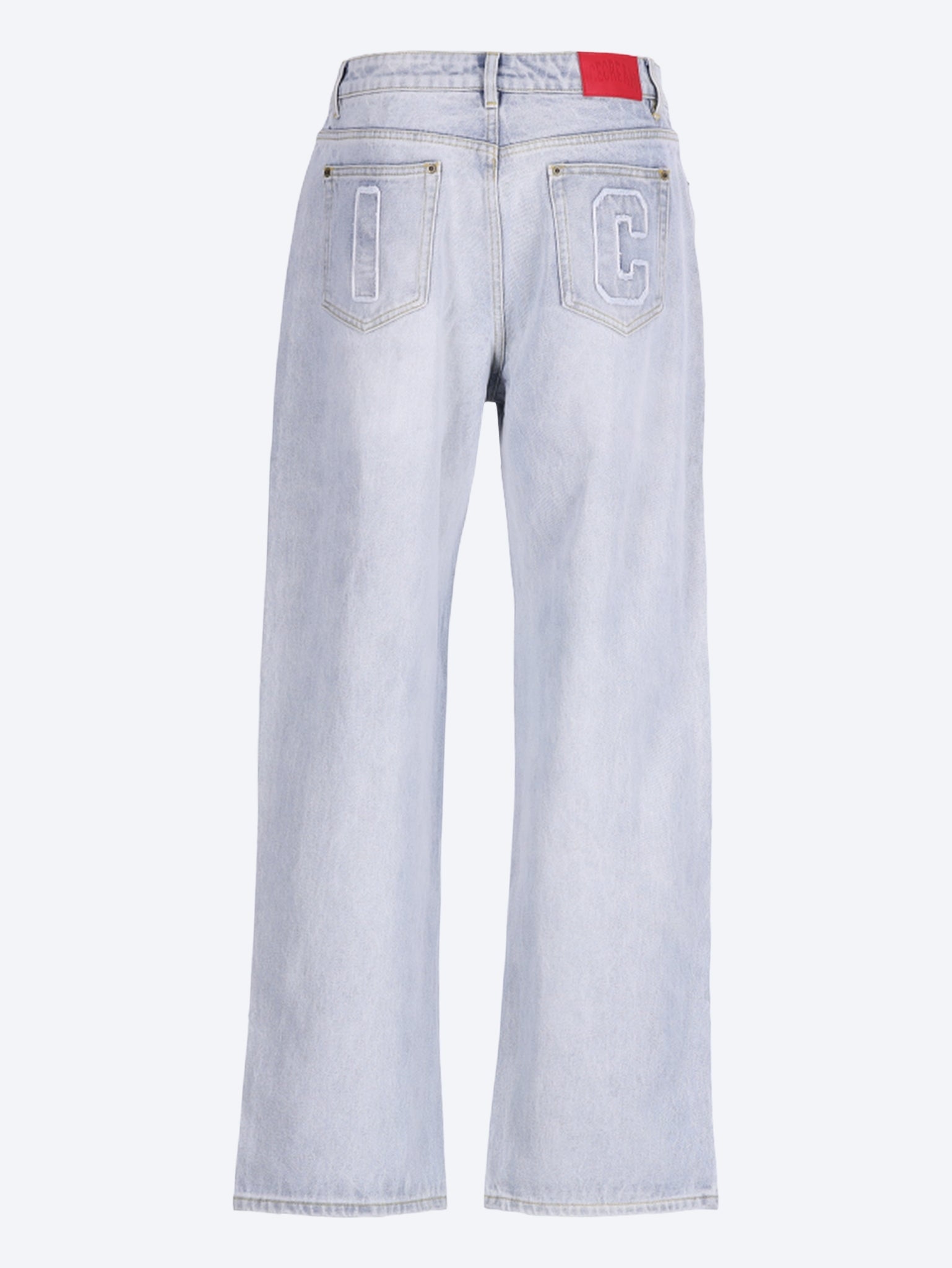 Applique running dog baggy jeans 3