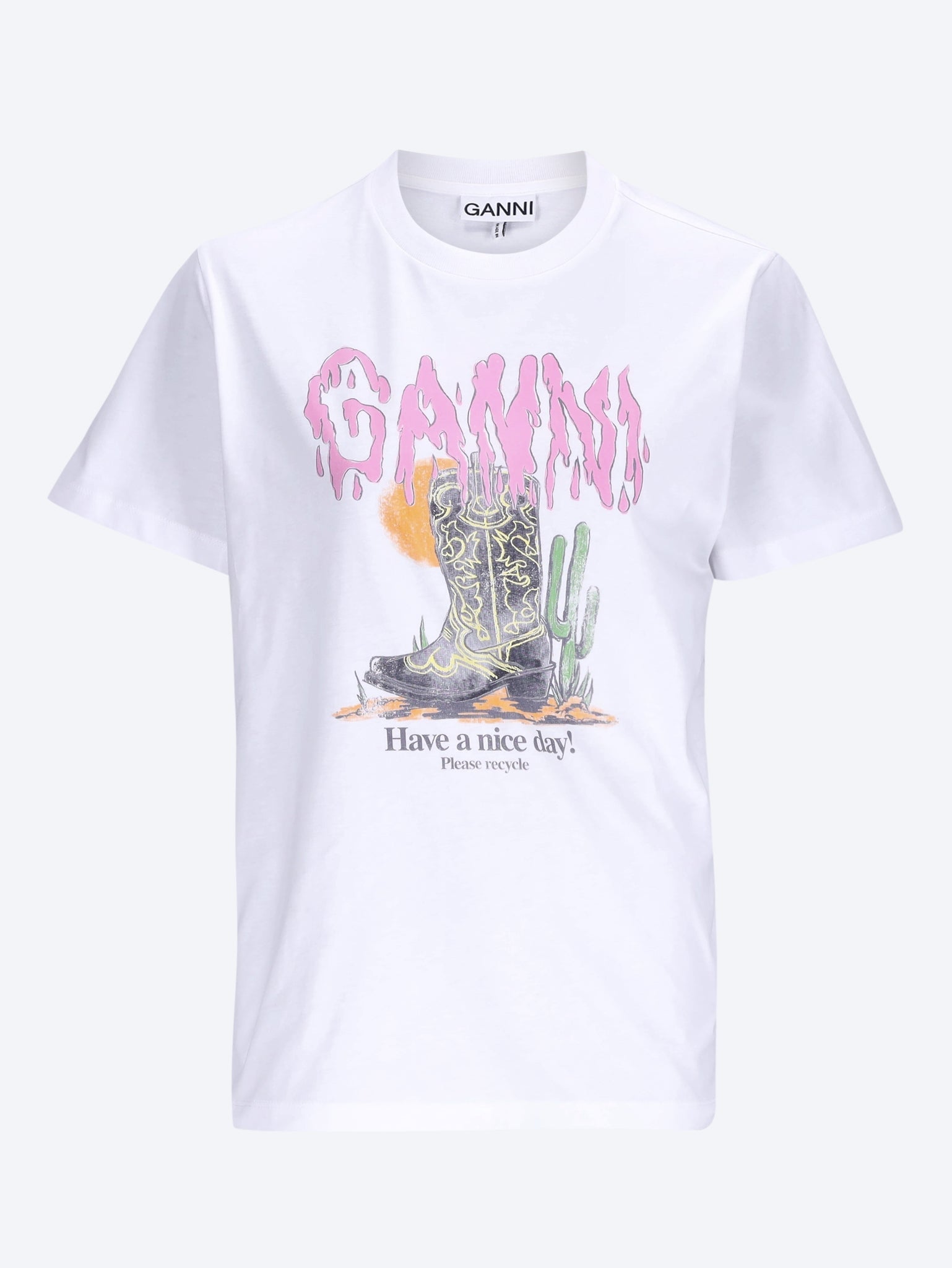 Basic cotton jersey t-shirt boots print 1