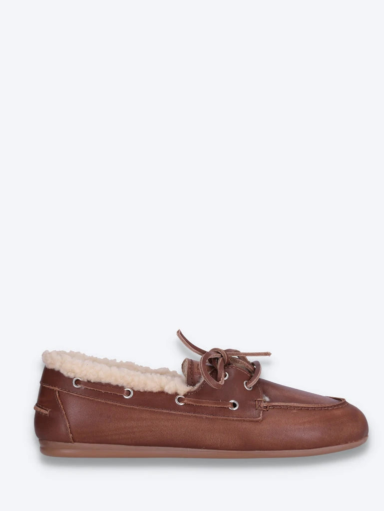Mocassins bateau brossés - cuir fourrure 1