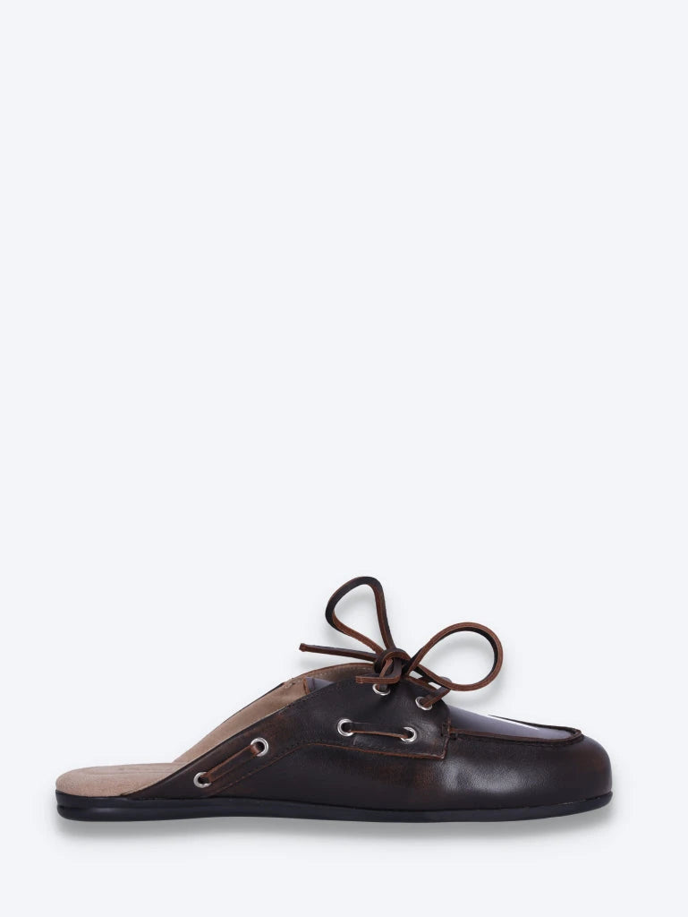 Boots-Slipper-Pantoletten – gebürstetes Leder 1