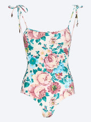 Bouquet print knotted-strap swimsuit ref:
