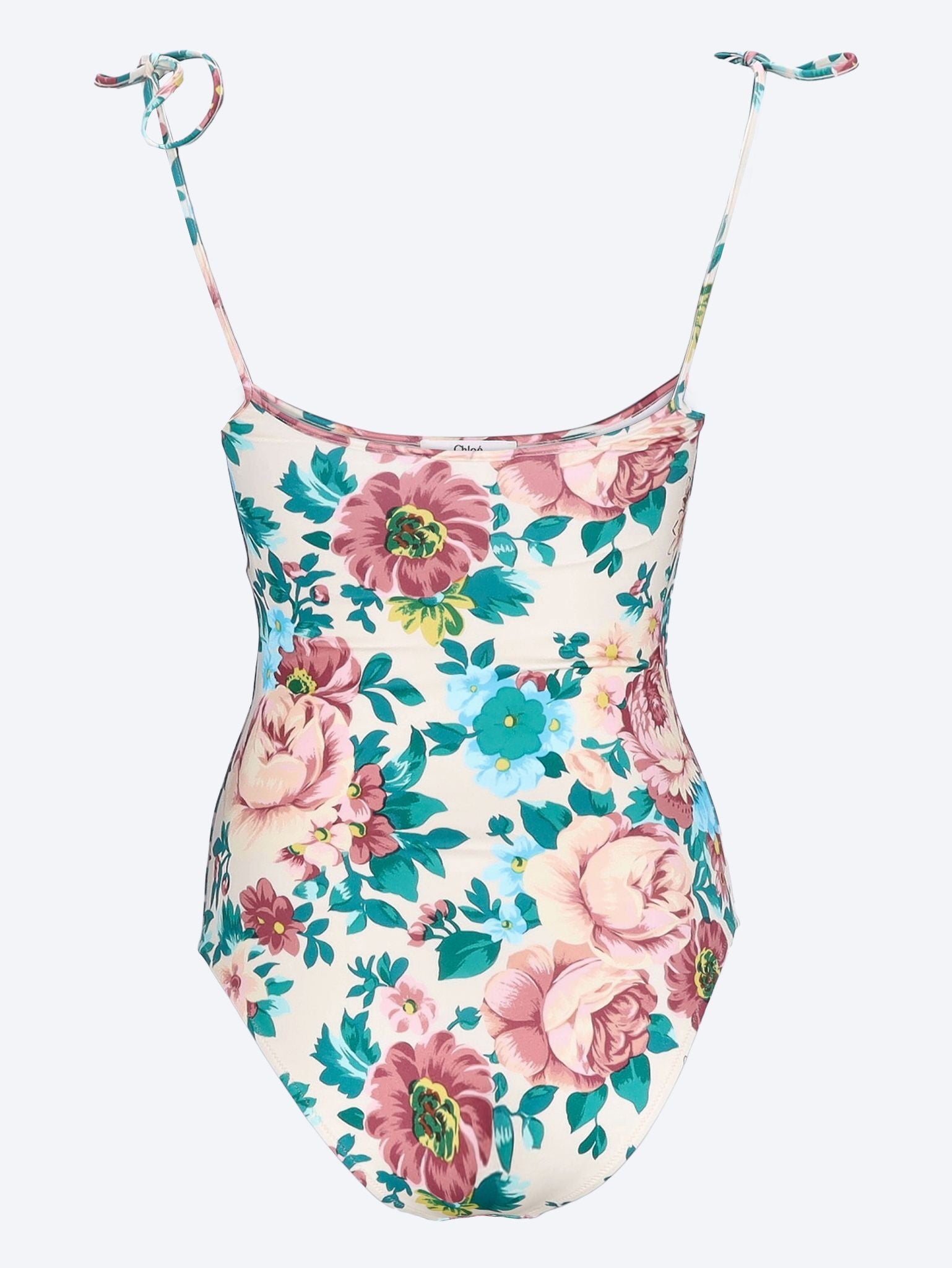 Bouquet print knotted-strap swimsuit 2