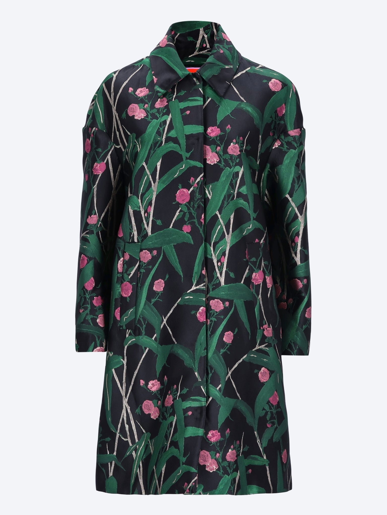 Boxy bamboo jacquard coat 1