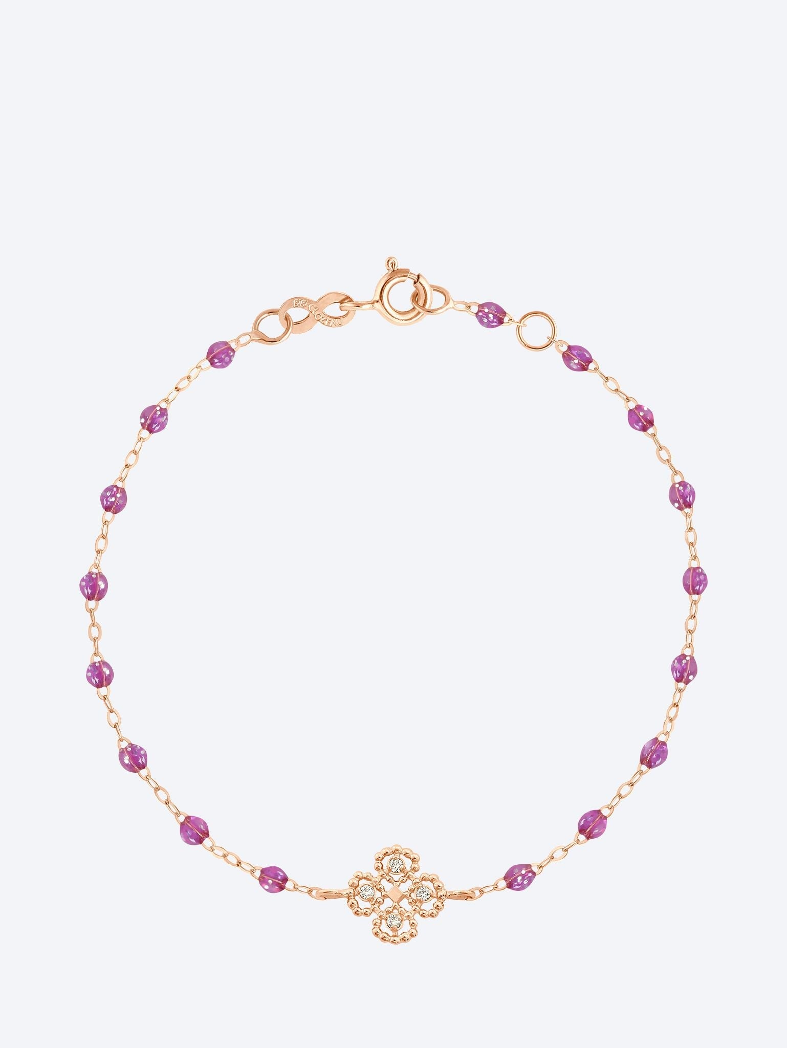 Bracelet trèfle porte-bonheur diam ou galaxie rose 17 cm 1