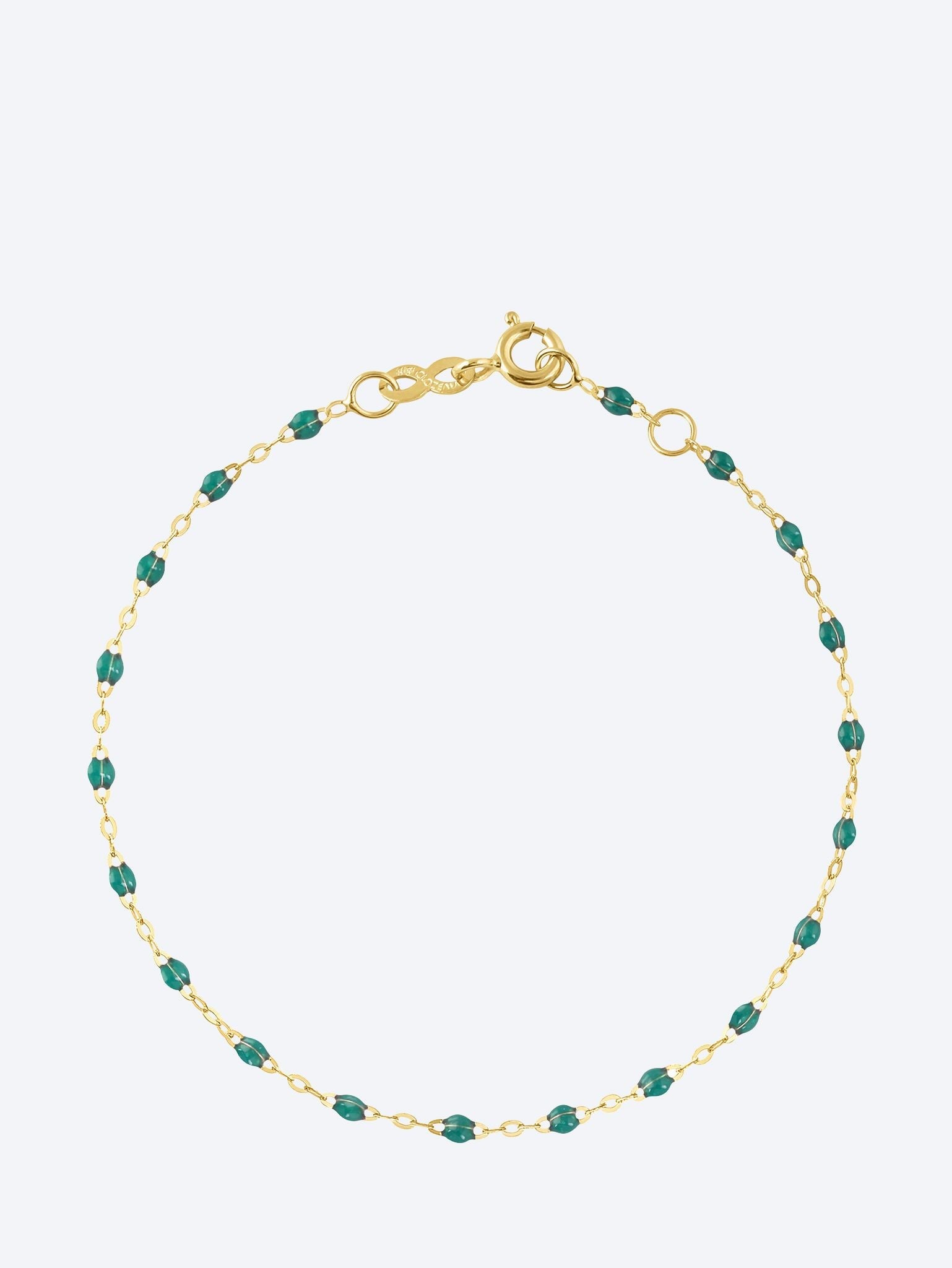 Bracelet or jaune resine emeraude 17cm 1