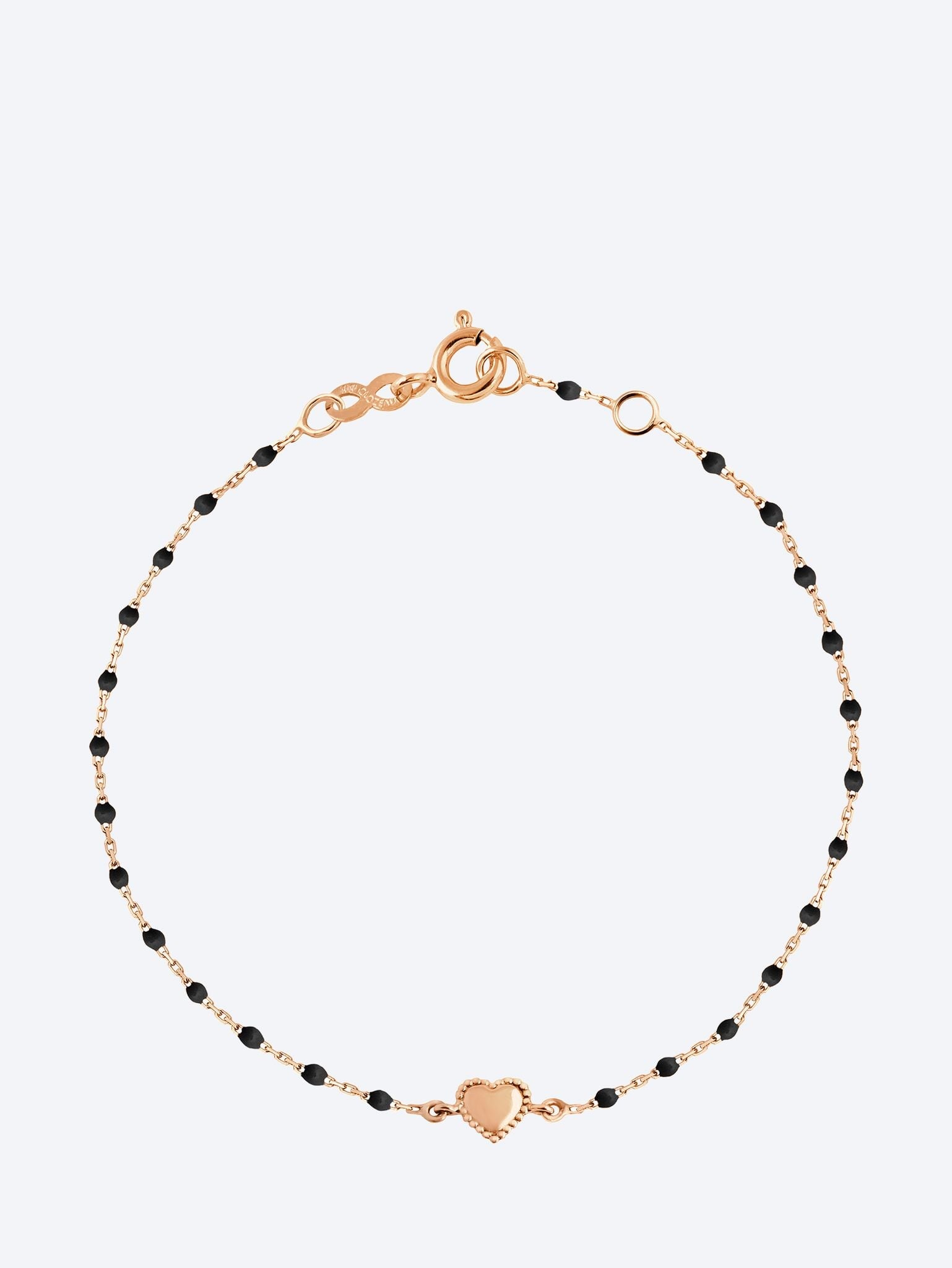 Armband oder Rose Glücksbringer Coeur Resine Noire 17cm 1