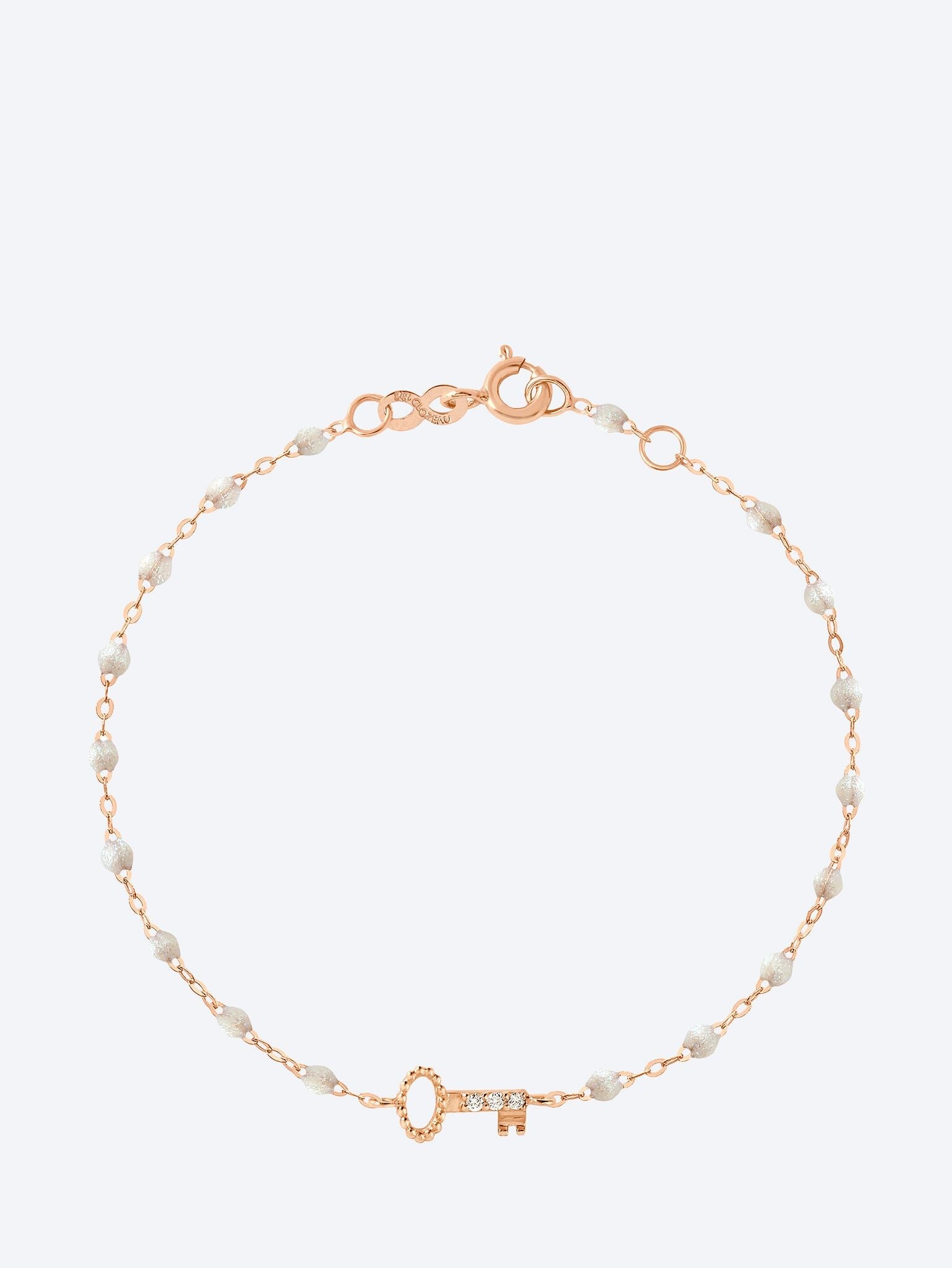 Bracelet or rose opale cle 17cm 1