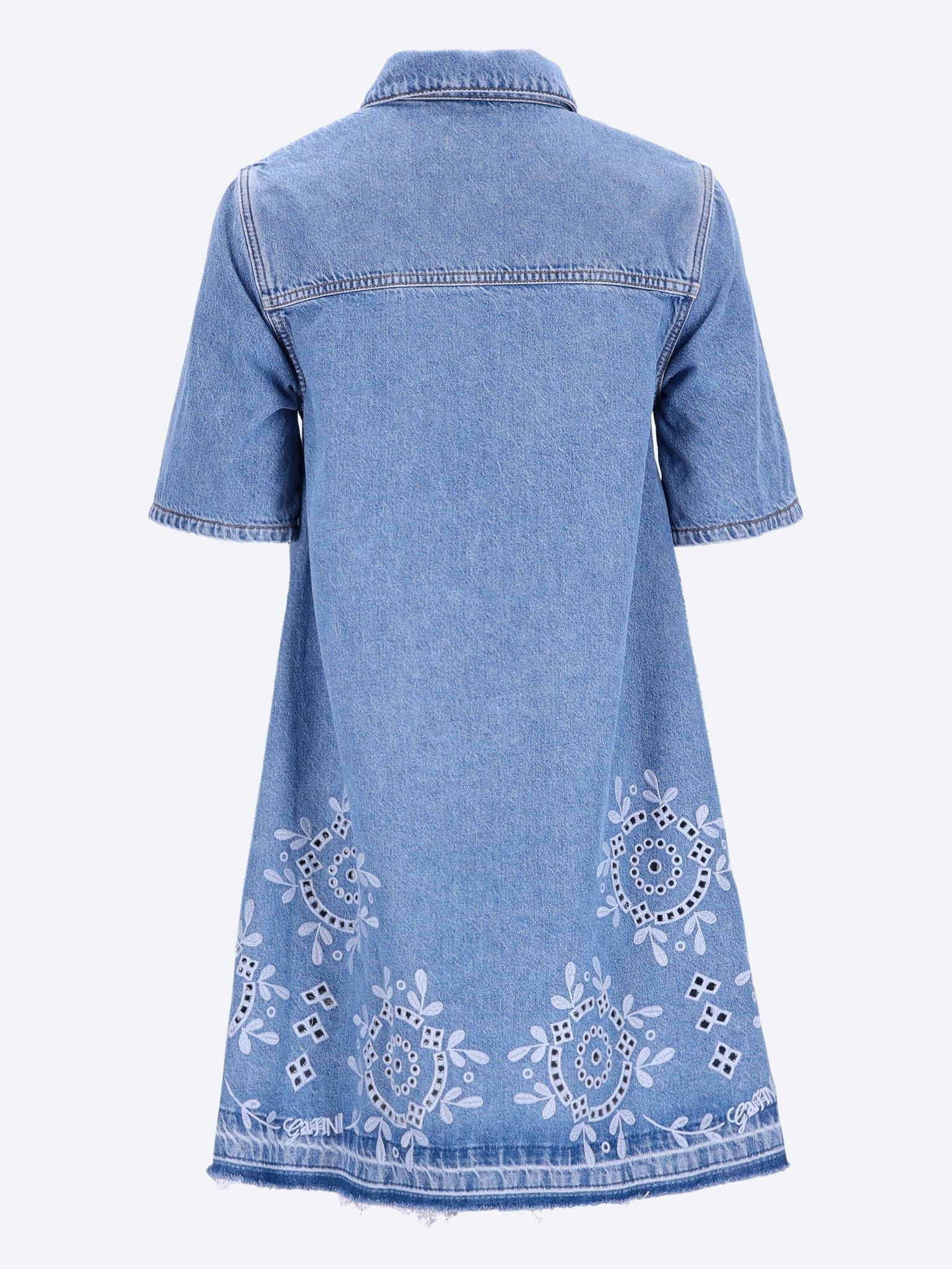 Broderie anglaise denim mini dress 2