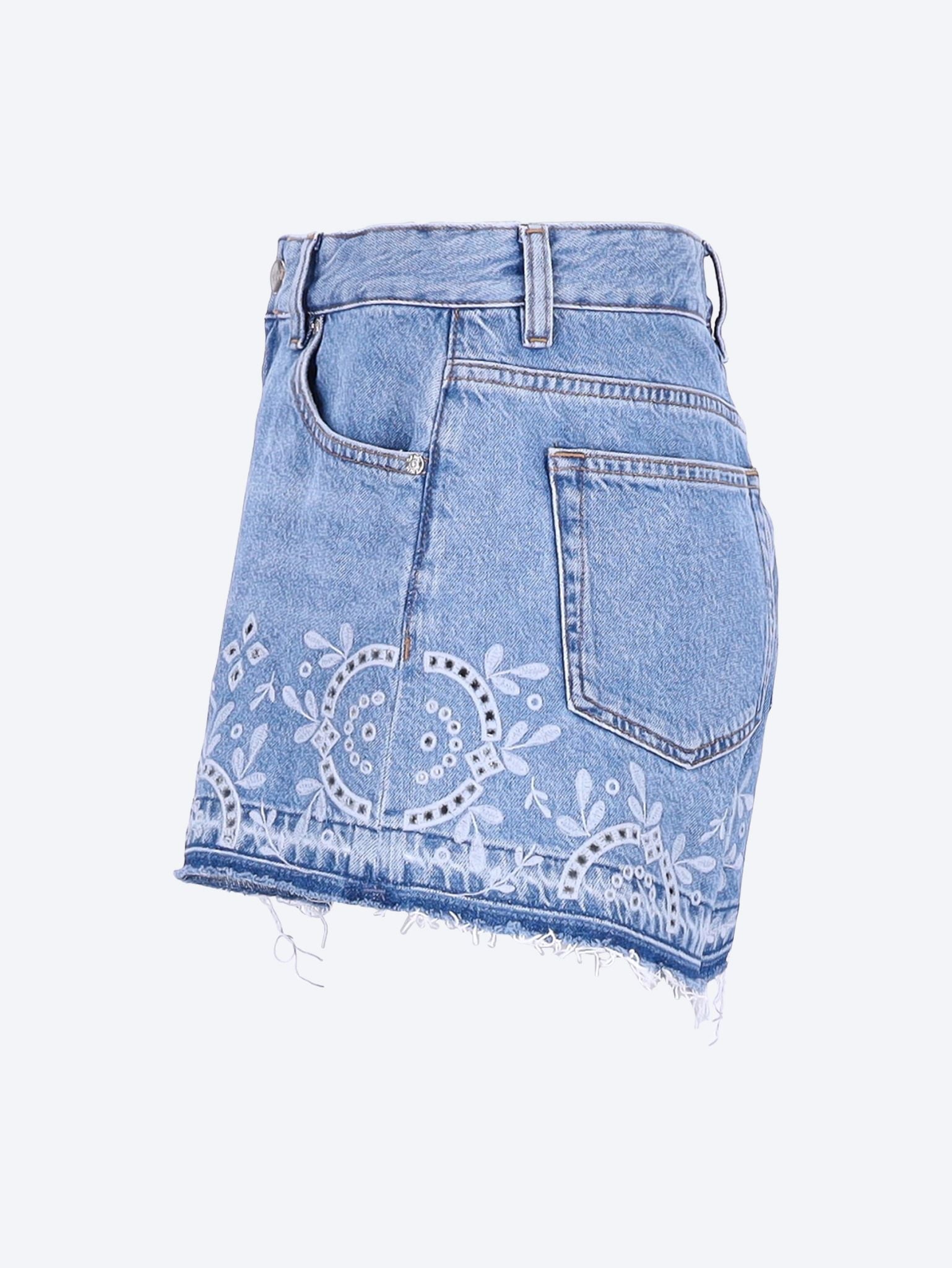 Broderie anglaise denim shorts 2
