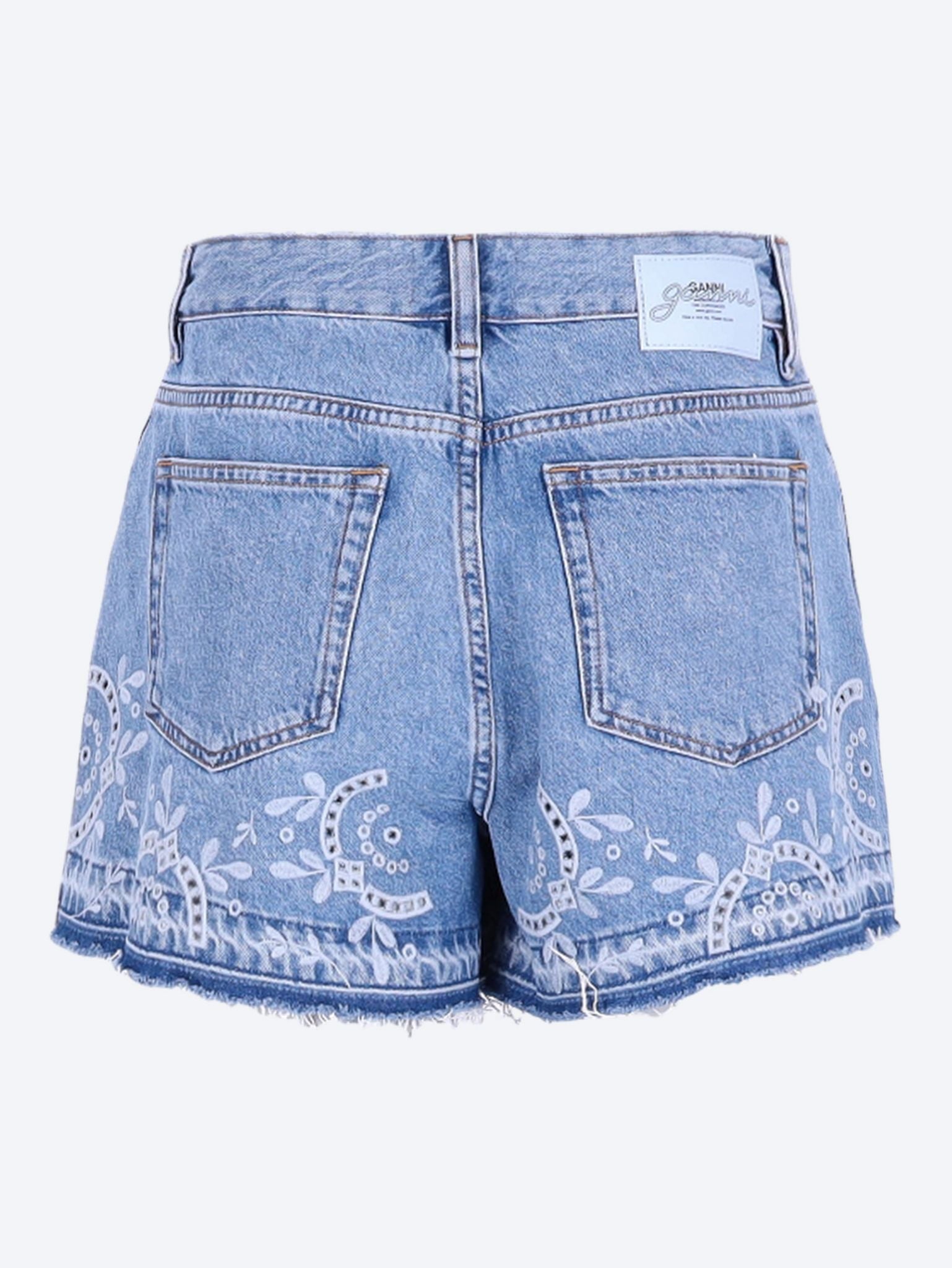 Broderie anglaise denim shorts 3