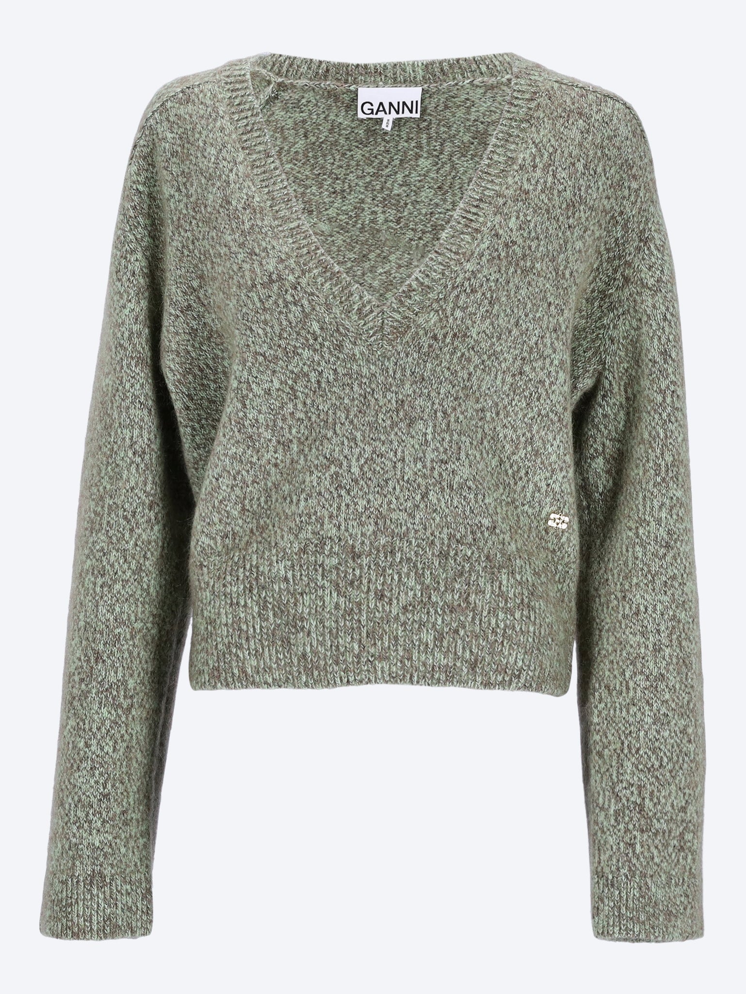 Brushed mohair v-neck knitwear 1