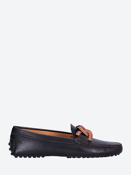 Chain rubber calfskin loafers