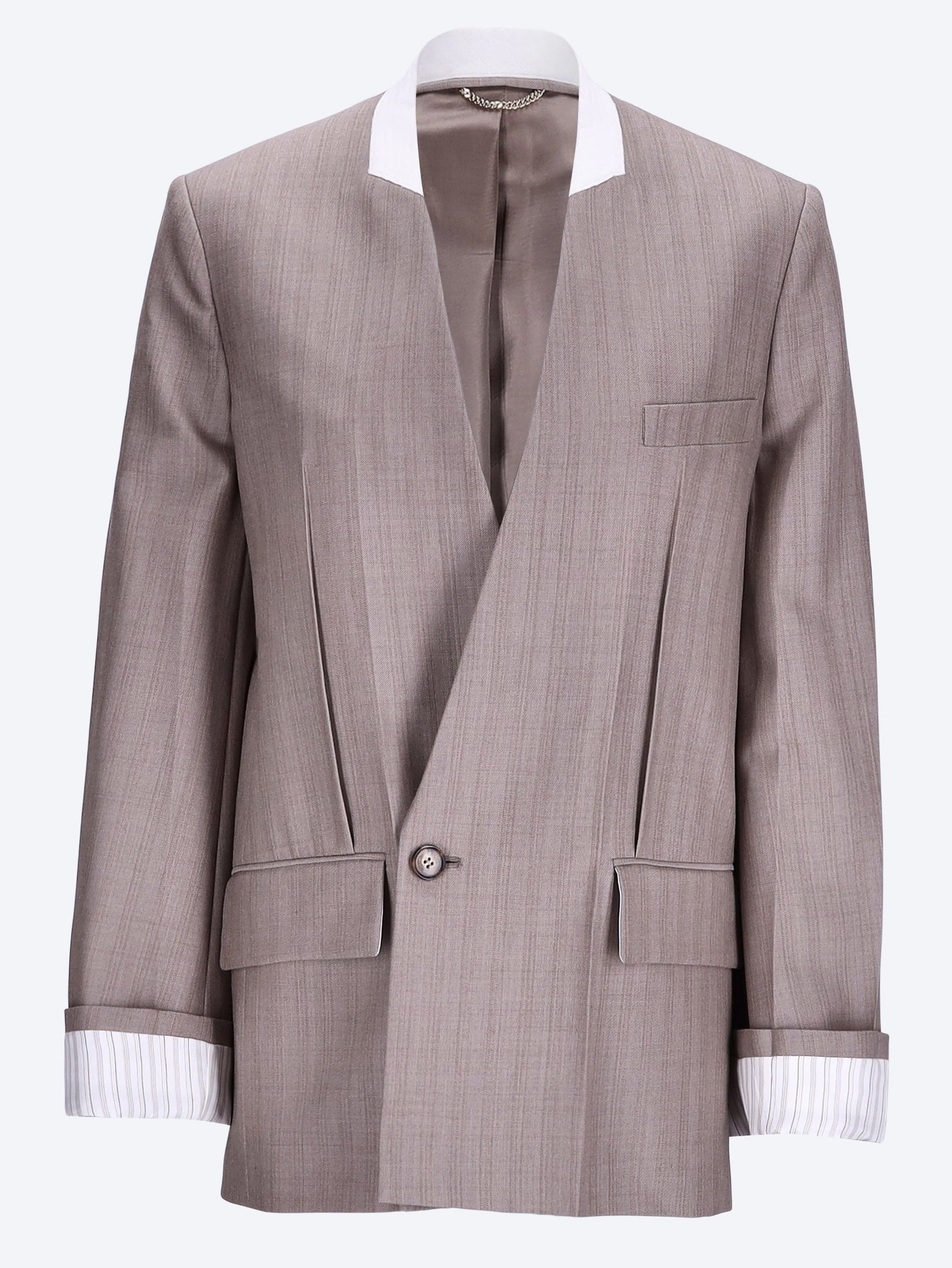 Collarless folded tailored jacket 1