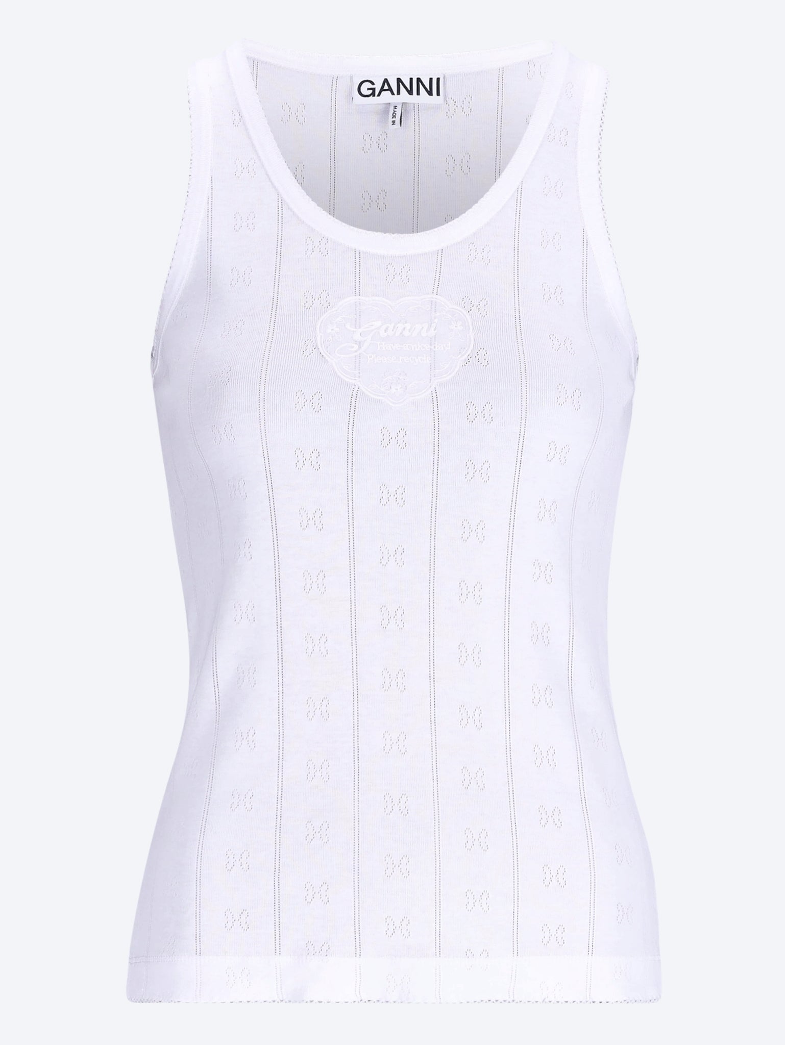 Compact pointelle rib jersey tank top 1