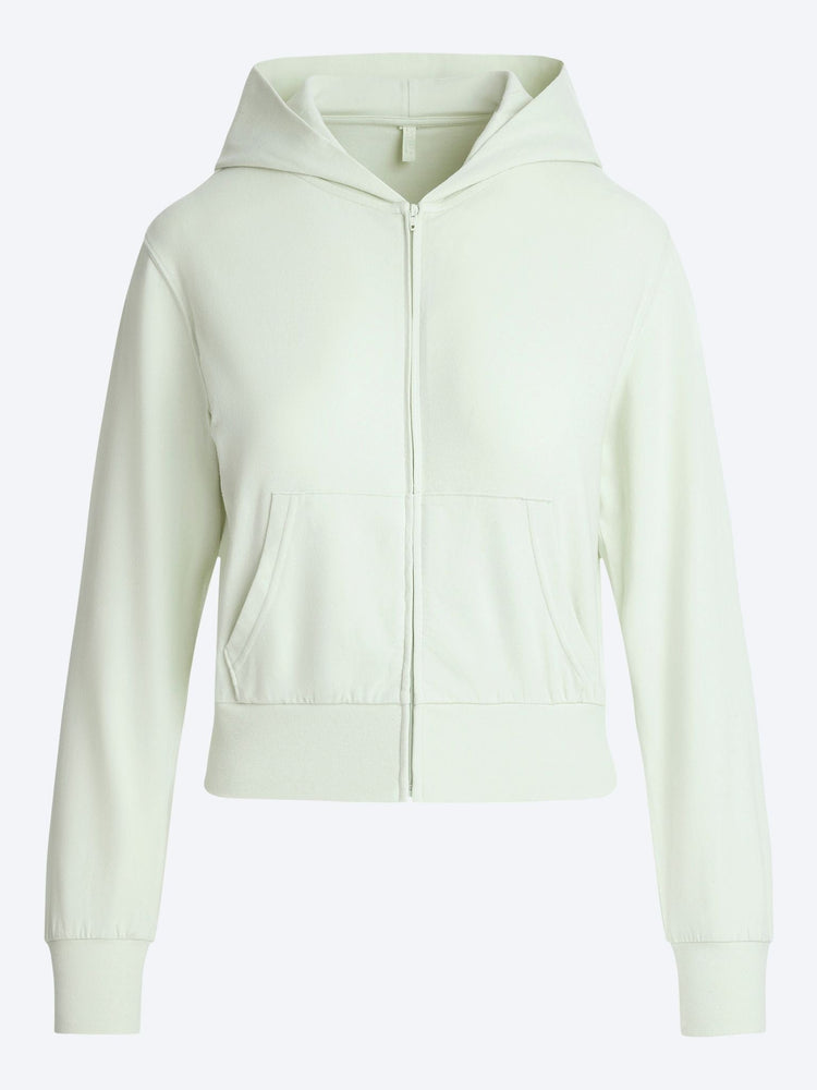 Cotton jersey zip up slim hoodie 1