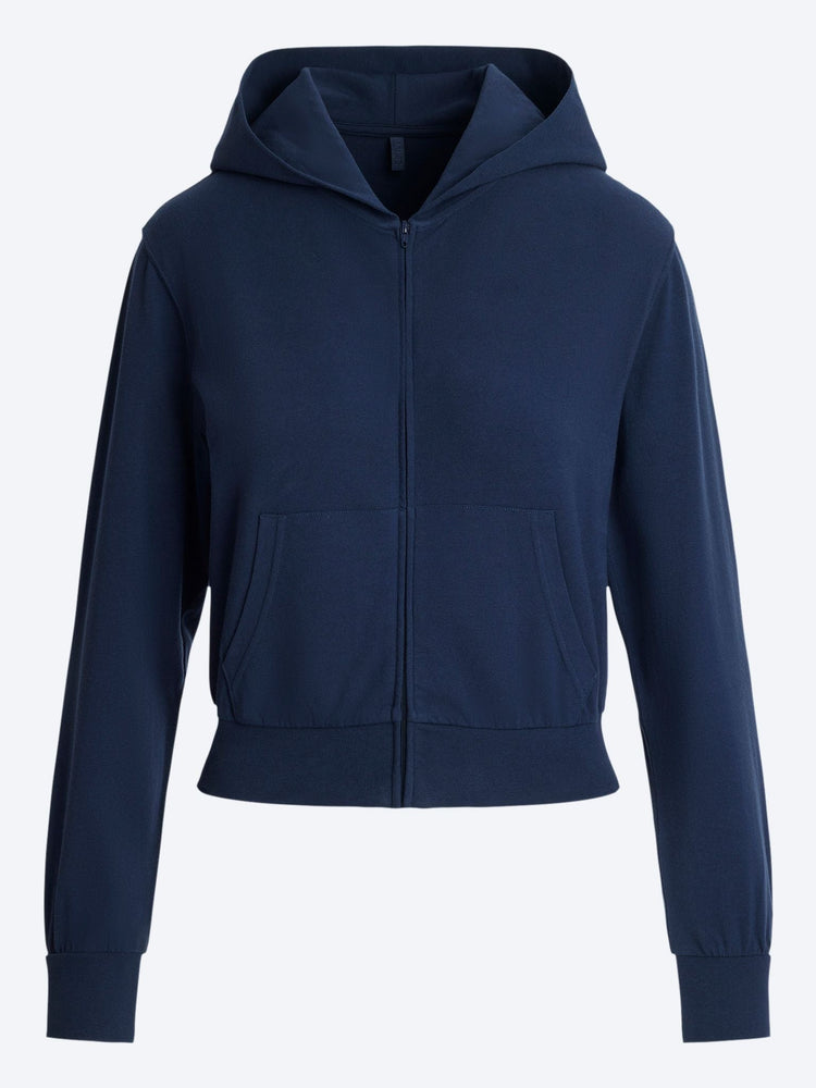 Cotton jersey zip up slim hoodie 1