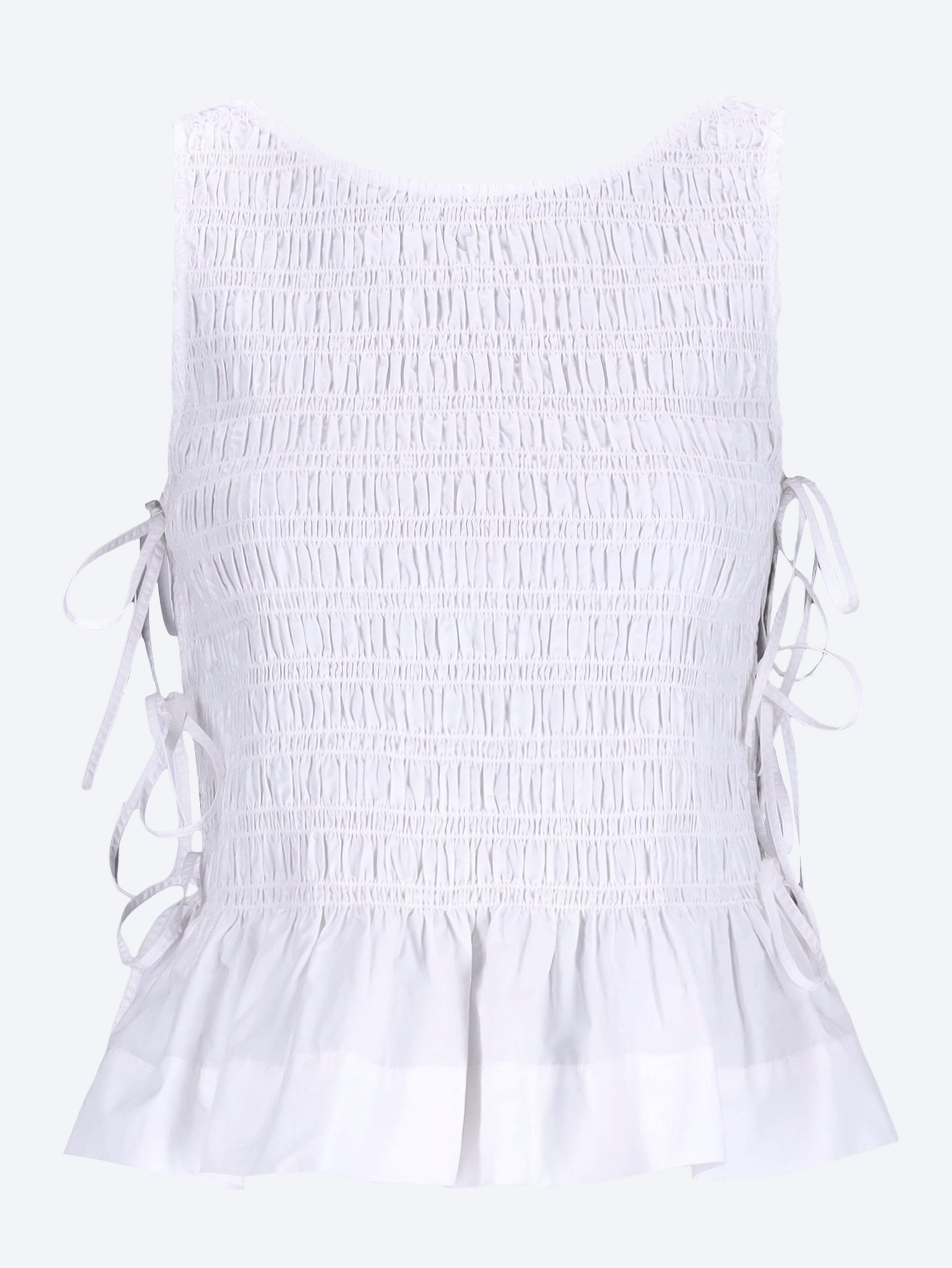 Cotton poplin smock tie string top blouse 1