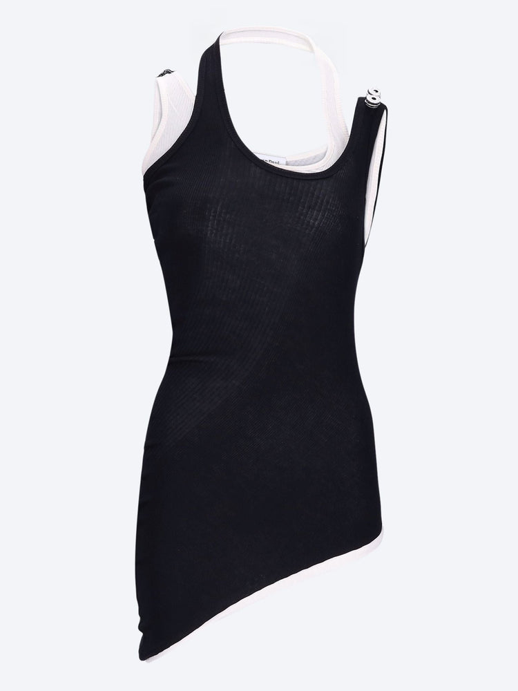 Cotton ribbed twisted double layer tank top 1