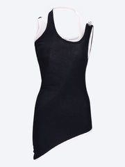 Cotton ribbed twisted double layer tank top ref: