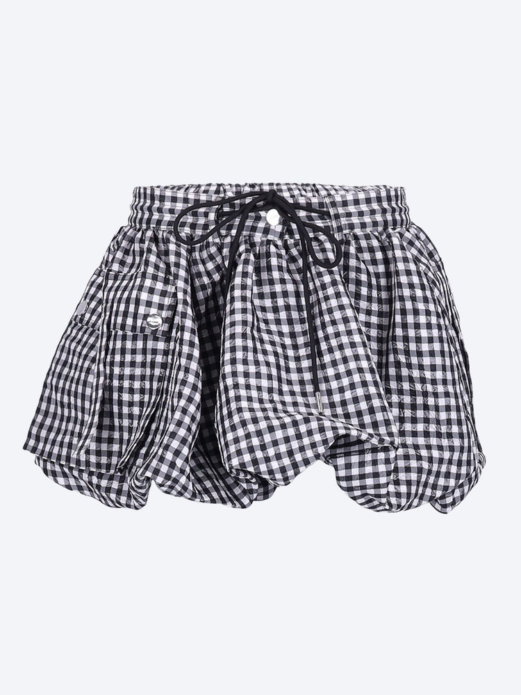 Crinkled taffeta check mini bubble skirt 1