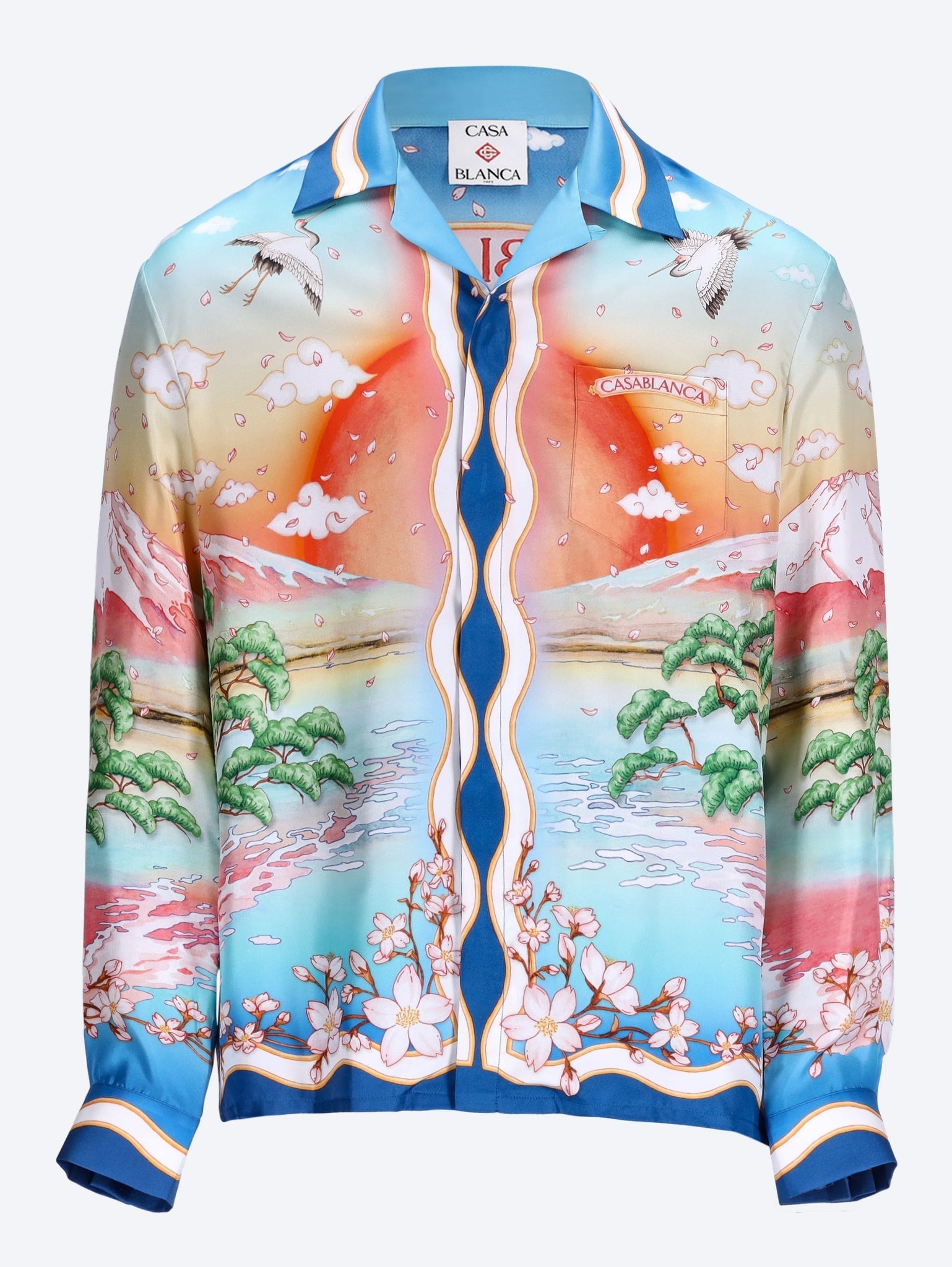 Cuban collar long sleeve shirt 1