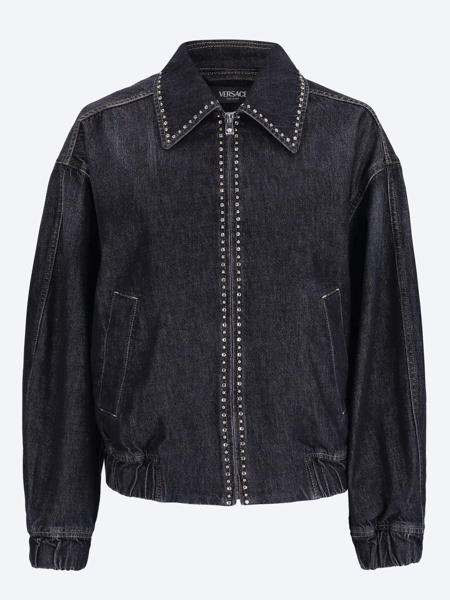 Denim stone washed studs jacket 1