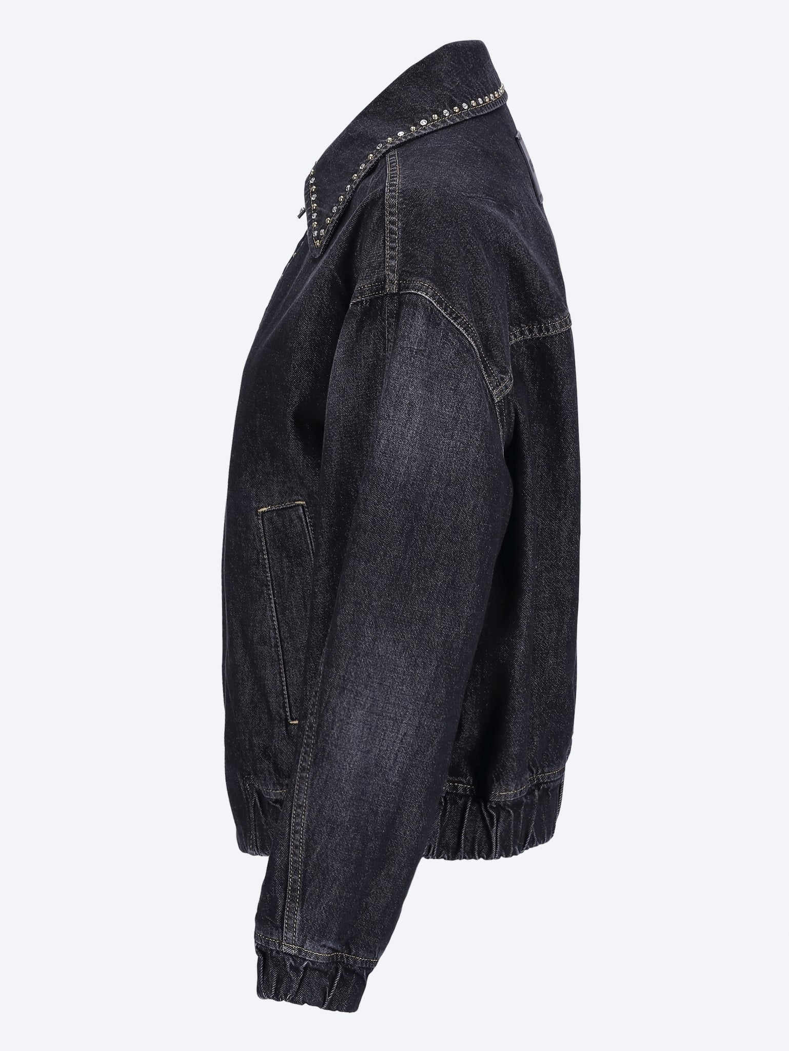Denim stone washed studs jacket 2