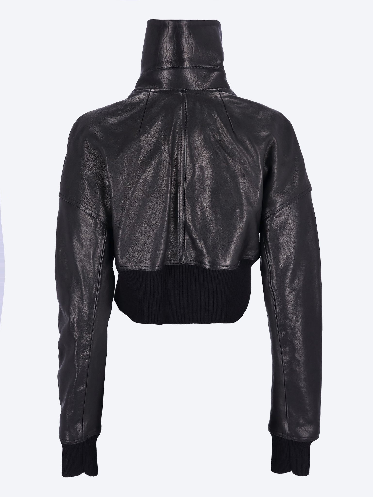 Dracucollar cropped leather jacket 3