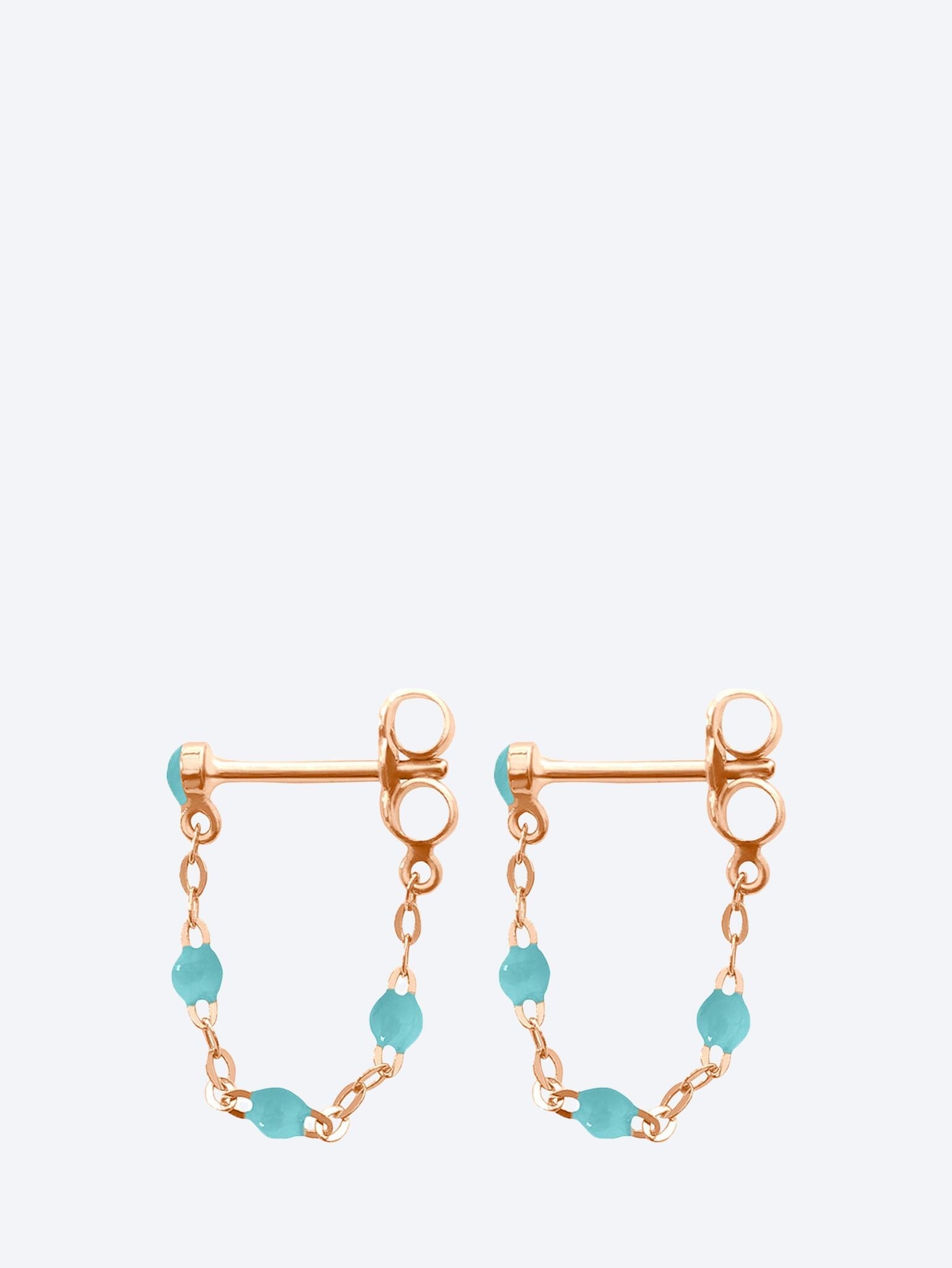 Earrings or rose resine turquoise vert 1