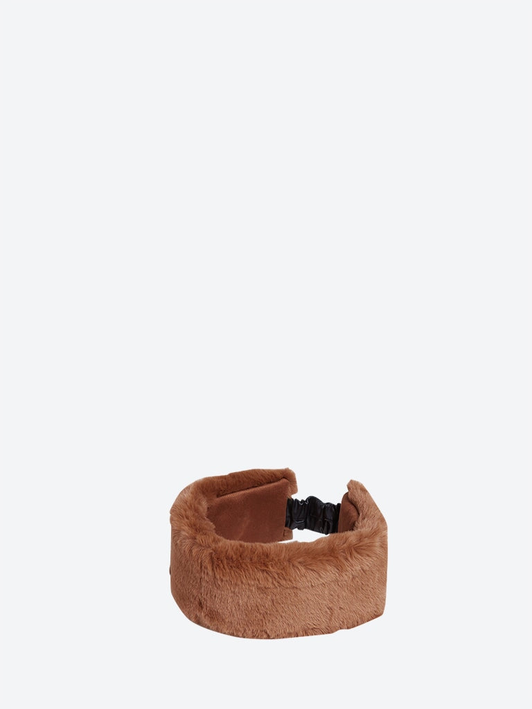 Eleni headband with vegan leather elastic back camel 1