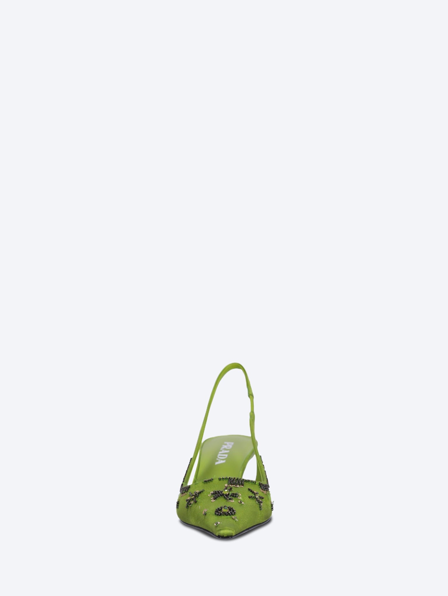 Embroidered saton slingback pumps 3
