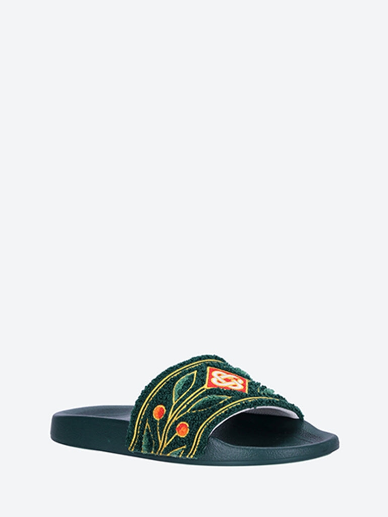 Embroidered terry slides 2