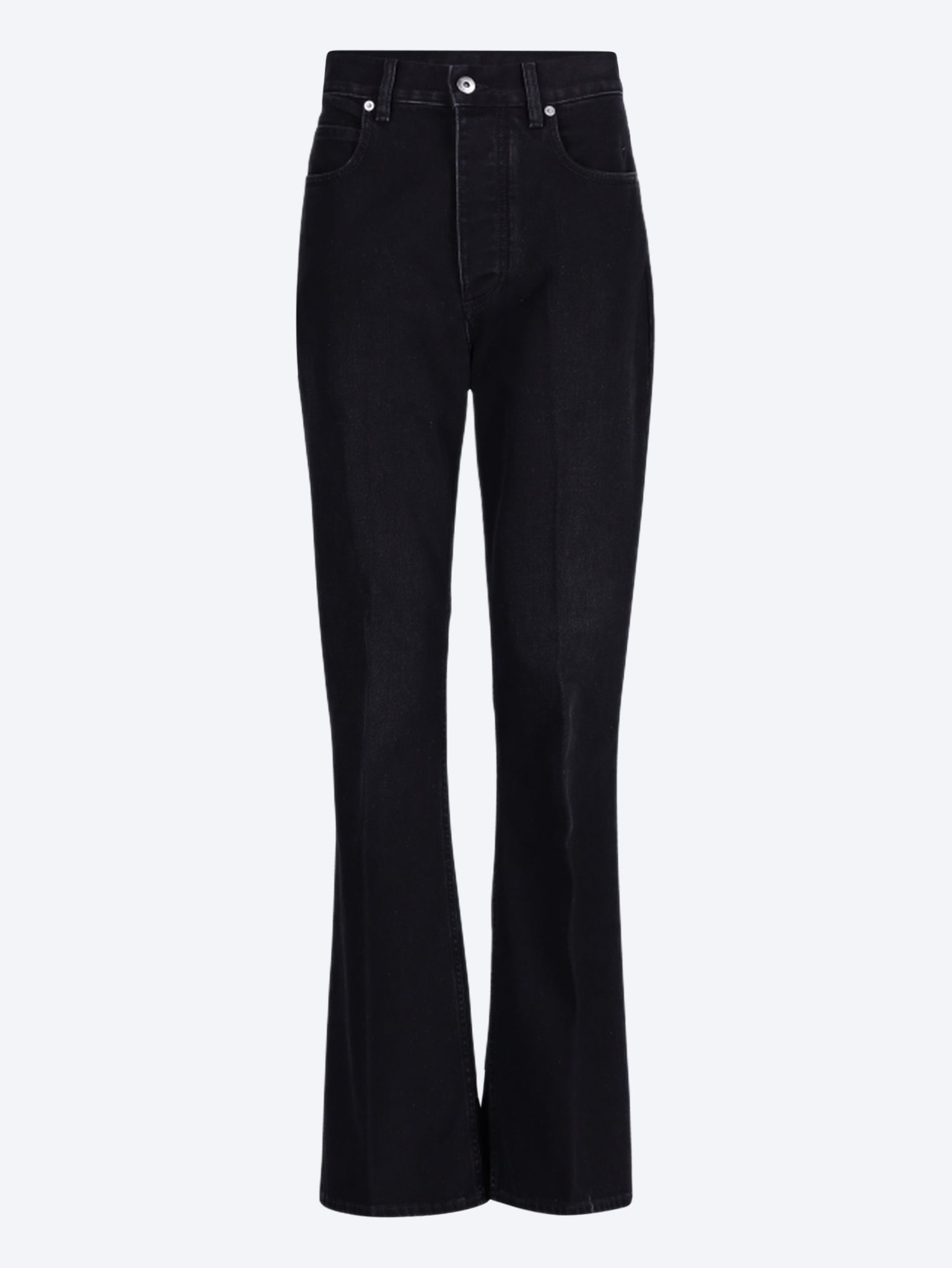 Schlagjeans aus verblasstem schwarzem Denim 1