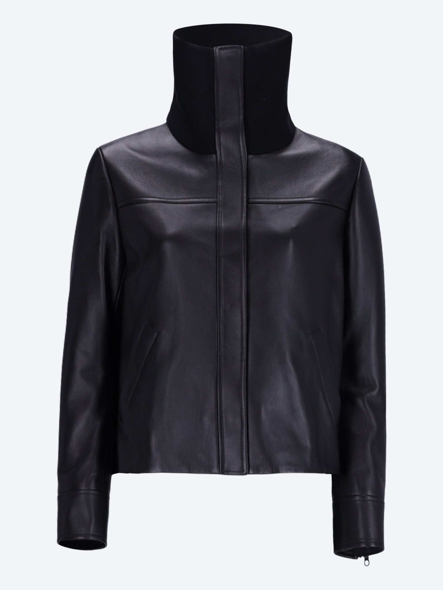 Veste en cuir col montant 1