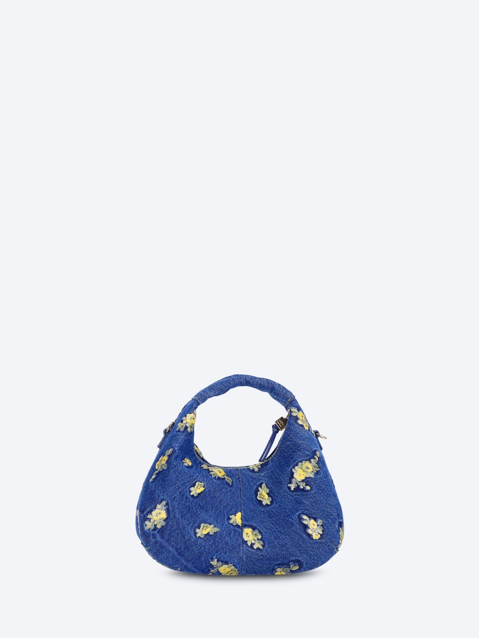 Hobo mini denim flowers debossed bag 4