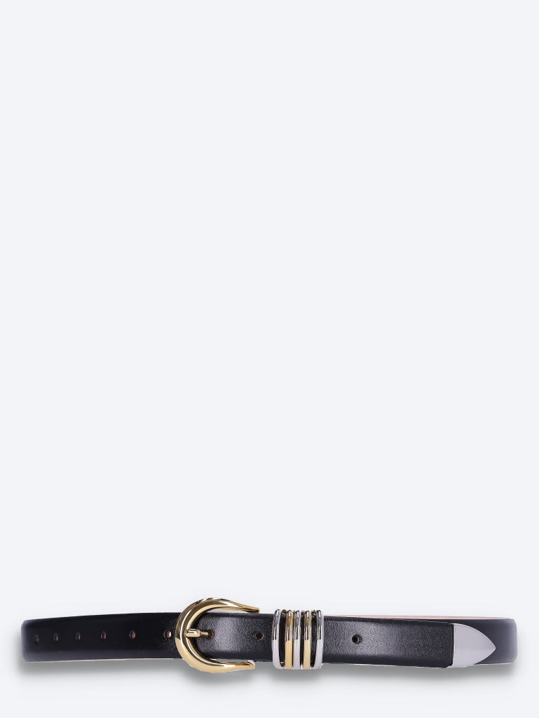 Hollyhock silver and gold leather belt 1