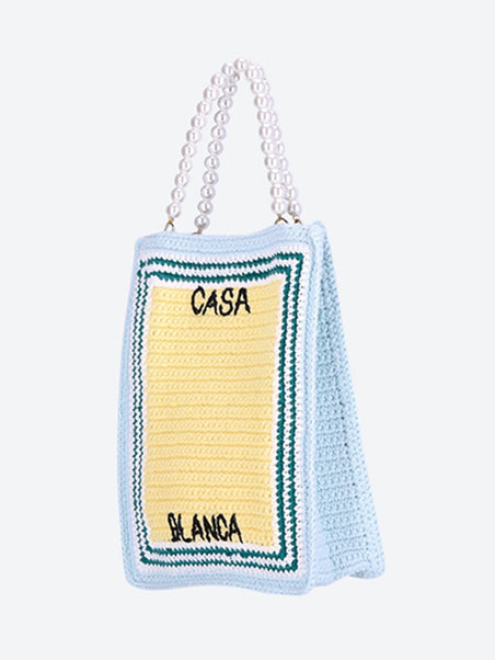 Knit cotton mini crochet bag