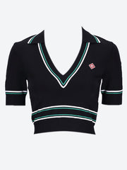 Knit cropped polo shirt ref: