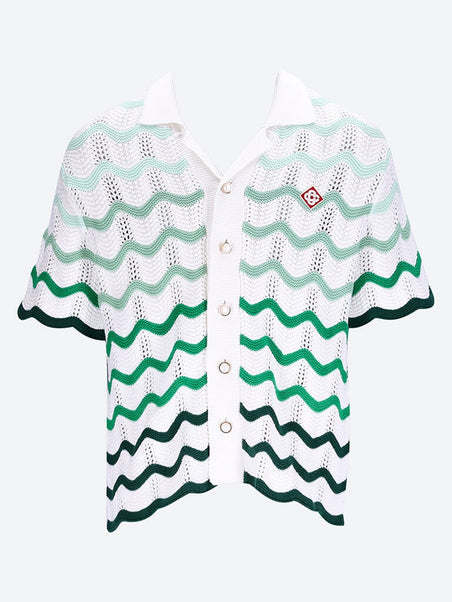 Knit gradient wave texture shirt