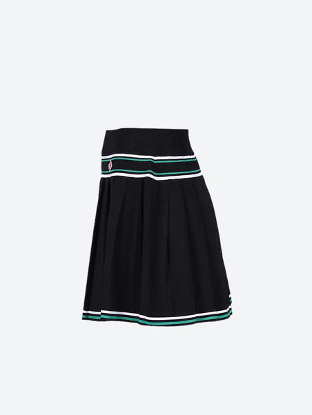 Knit pleated stripe skirt