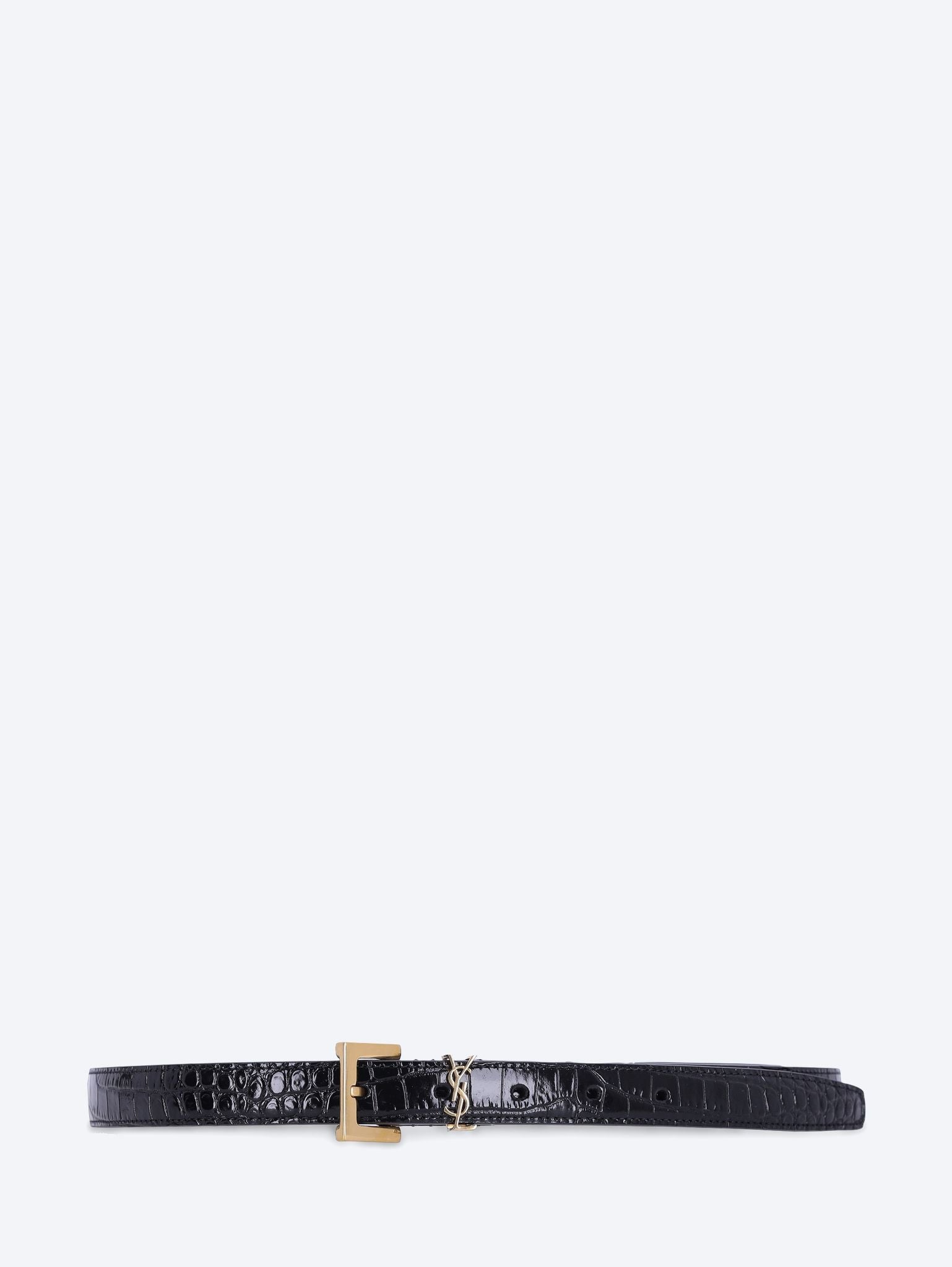 Leather croc embossed cassandre thin belt 1