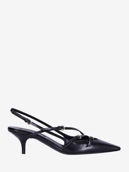 Brushed leather slingbacks with buckles