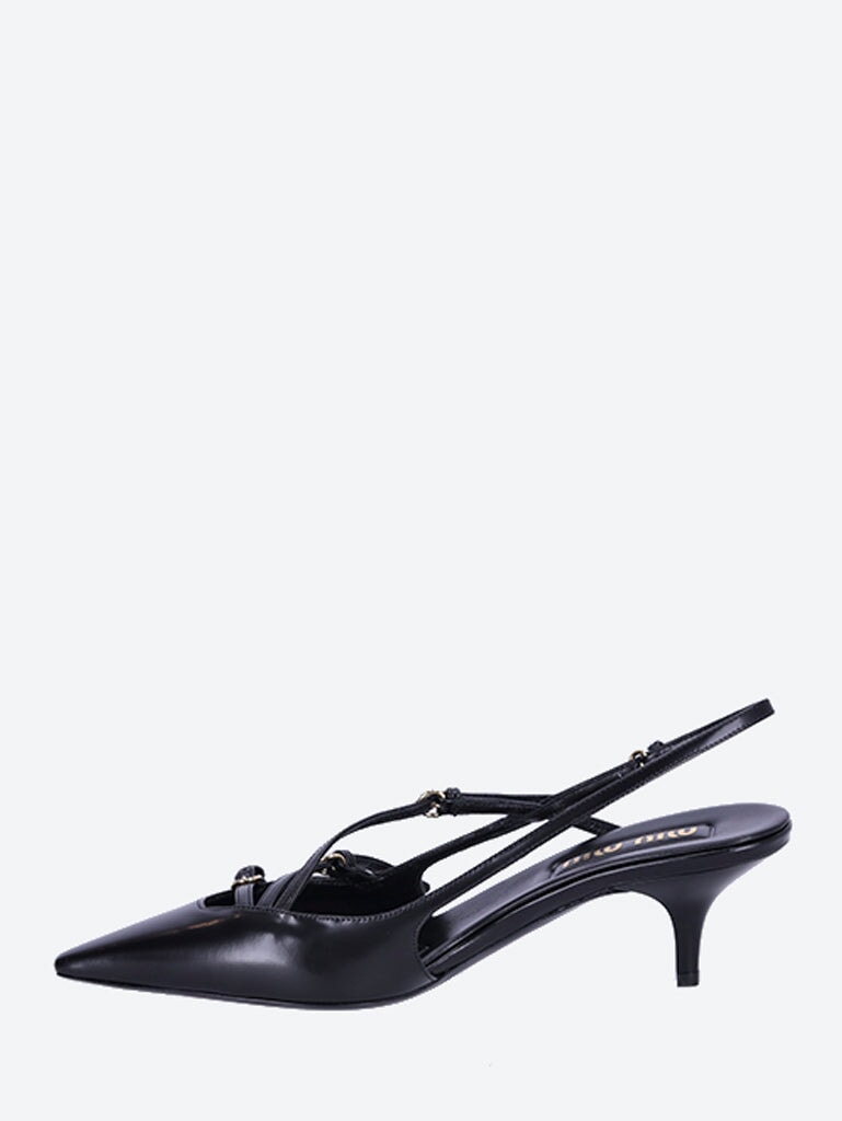 Brushed leather slingbacks with buckles 4